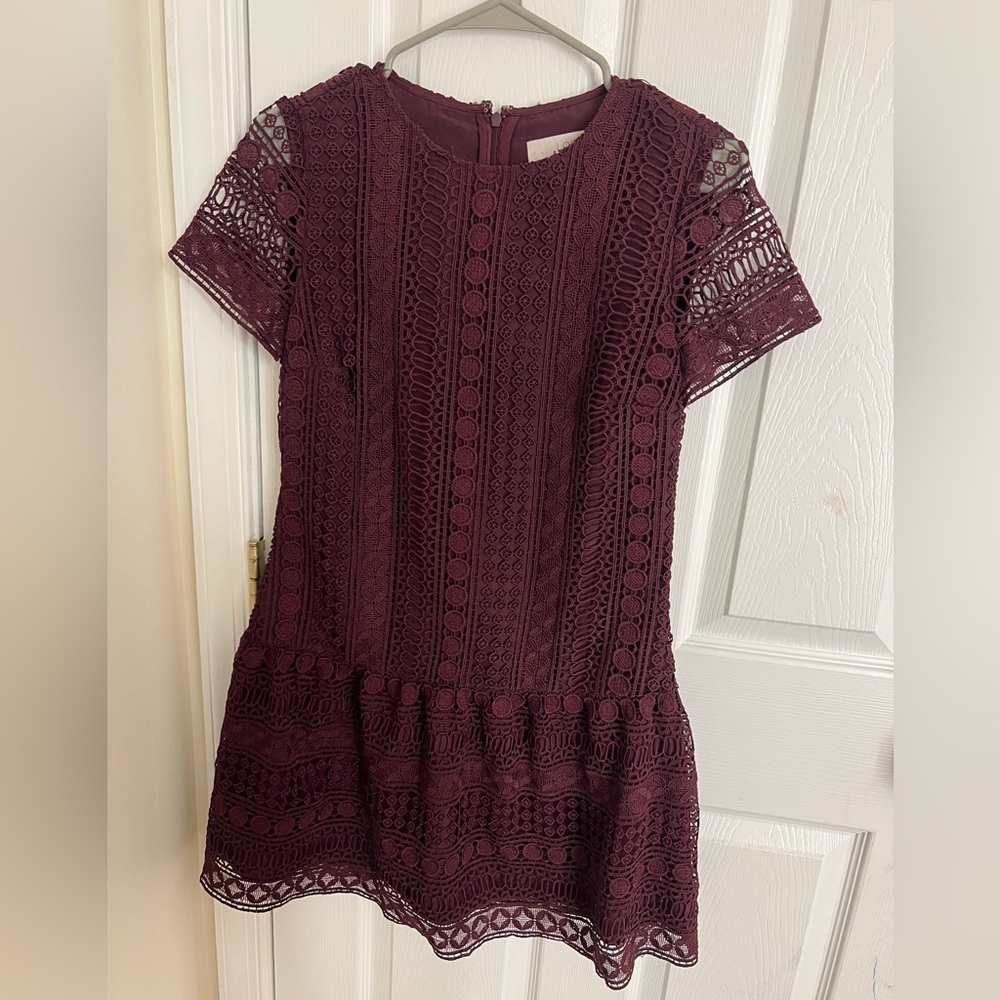 LOFT Dark Red Lace Dress